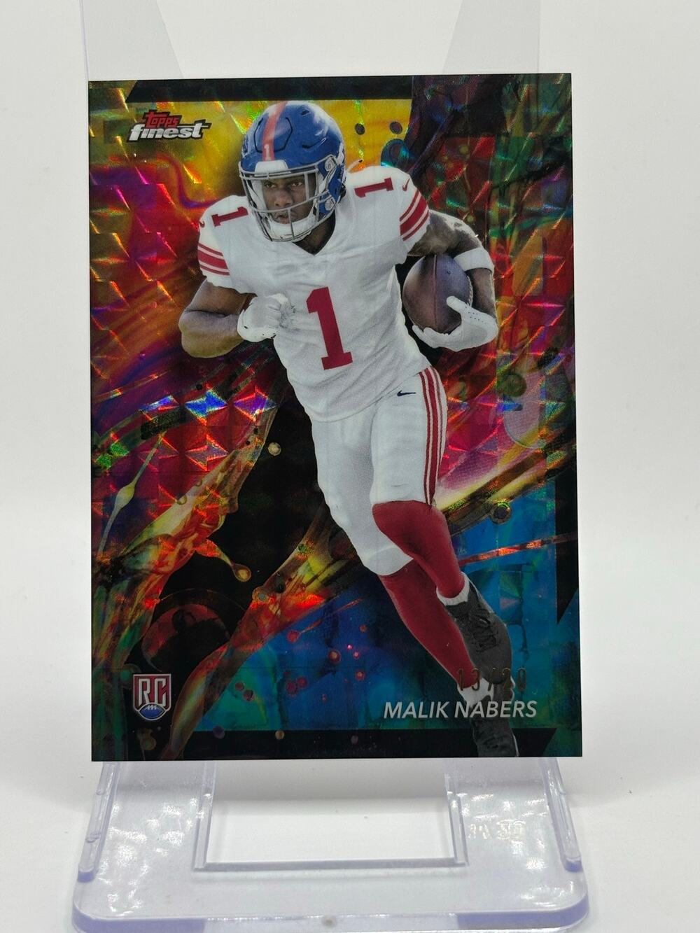 2024 Topps Finest Malik Nabers Rookie Oil Spill Geometric Refractor 13/20 SSP RC
